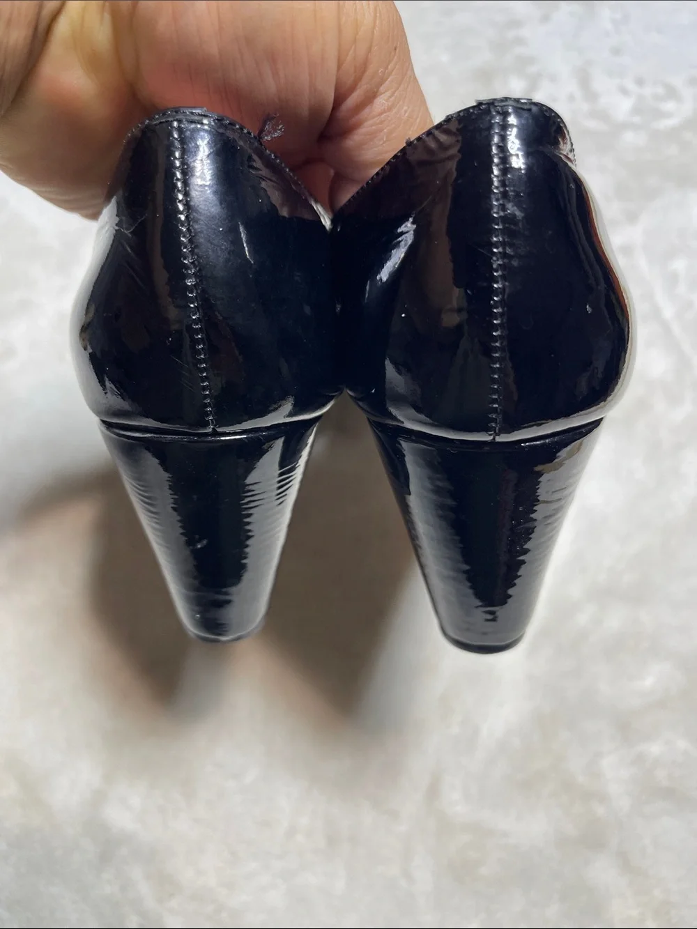 KORS Michael Kors Black Patent Wedge Peep-Toe Pumps Size 6